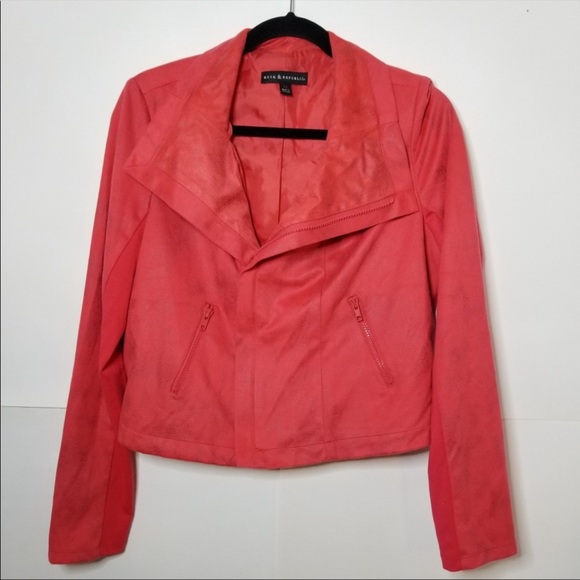 Rock & Republic coral faux suede moto jacket - Picture 2 of 6